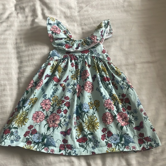 Girls Tea Teal Floral Dress - Picture 1 of 3